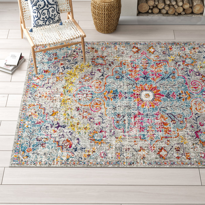 Mistana™ Hillsby Oriental Area Rug in Teal/Beige & Reviews Wayfair